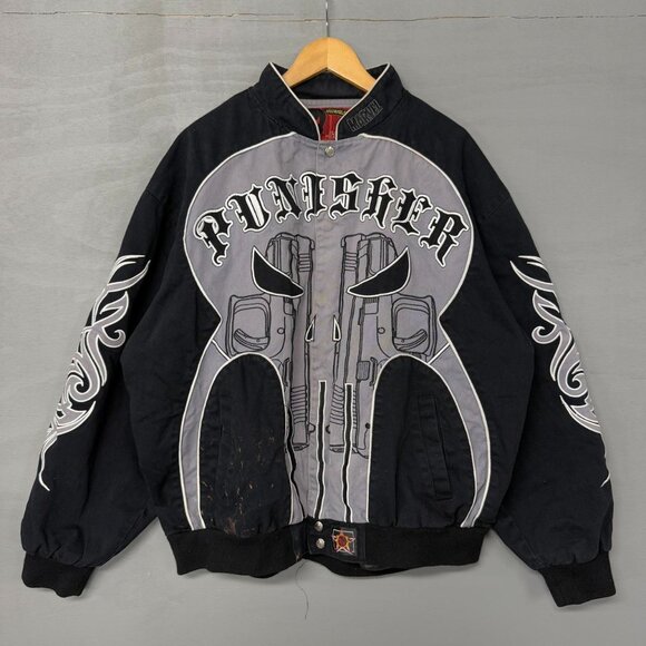 Vintage JH Design Punisher Nascar‎ Bomber Jacket 2XL - Picture 1 of 7